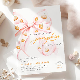 Invitation Petit Citrouille sur le Baby shower Way Pink Bow