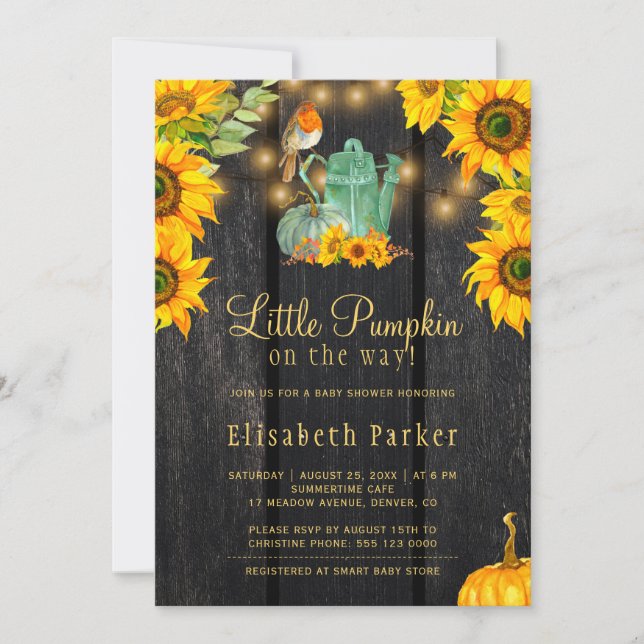 Invitation Petit citrouille sur le chemin baby shower d'autom (Devant)