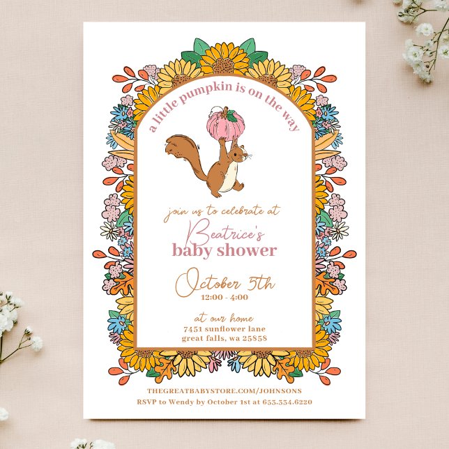 Invitation Petit Citrouille sur le chemin Baby shower fille (Créateur téléchargé)