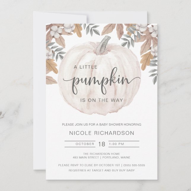 Invitation Petit Citrouille Sur Le Chemin Baby shower Invitat (Devant)