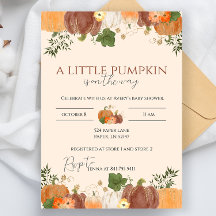 Petit Citrouille sur le chemin Baby shower Invitat