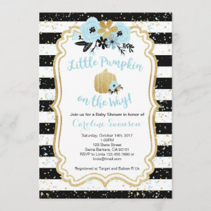 Invitation Petit Citrouille sur le chemin - Bleu et Gold- Gar