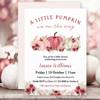 Invitation Petit Citrouille Sur Le Chemin Du Baby shower Mars