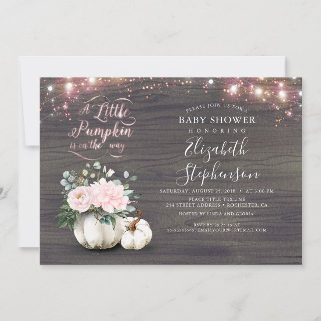 Invitation Petit Citrouille Sur Le Chemin Rustic Fall Baby sh (Devant)