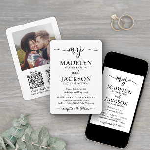 Invitation Petit Code QR Monogramme Tout-En-Un Photo Mariage