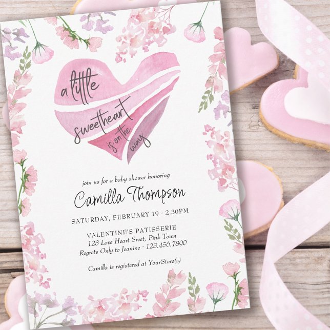 Invitation Petit coeur amoureux et Baby shower de fleurs (Créateur téléchargé)