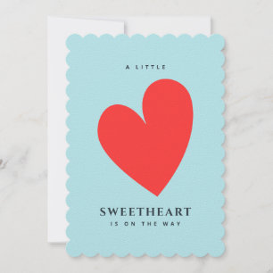 Invitation Petit Coeur Baby shower bleu doux