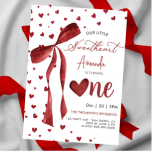 Invitation Petit coeur de la Saint-Valentin 1er anniversaire