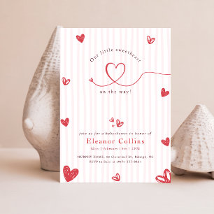 Invitation Petit cœur rose rouge Baby Shower