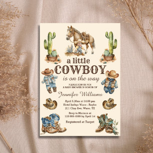 Invitation petit cow-boy en route western shower de bébé
