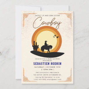 Invitation Petit Cowboy Baby shower moderne