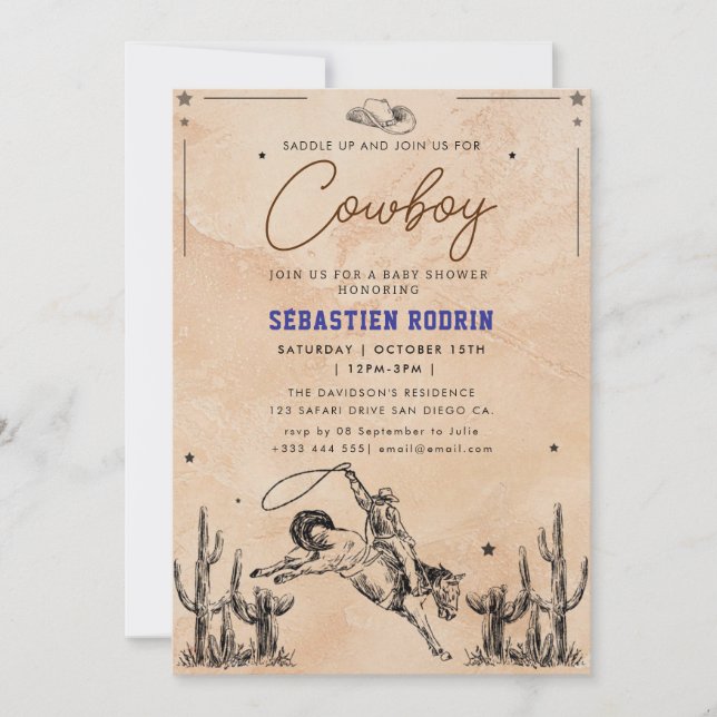 Invitation Petit Cowboy Baby shower moderne (Devant)