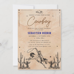Invitation Petit Cowboy Baby shower moderne