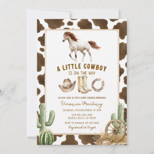 Invitation Petit Cowboy Impression Vache Bébé Shower Occident