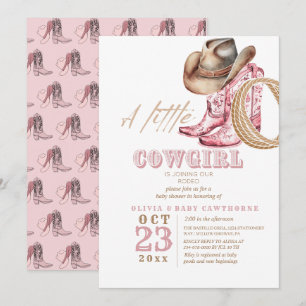 Invitation Petit Cowgirl Rodeo Baby Girl douche