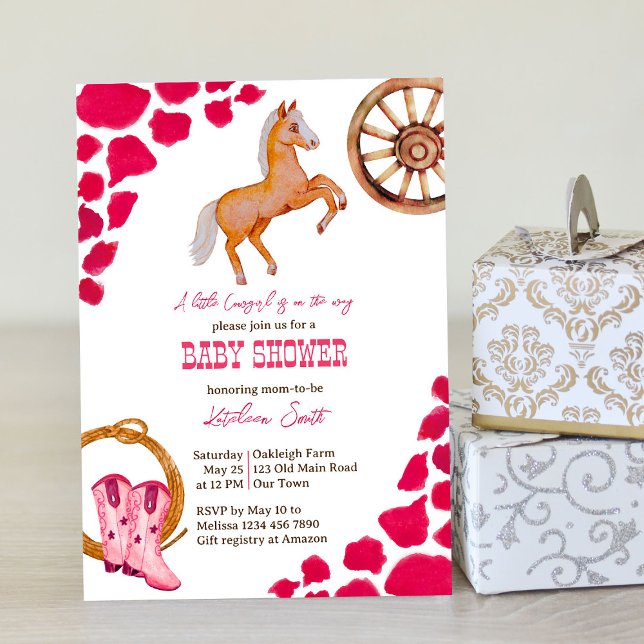 Invitation Petit cowgirl western rodeo baby shower (Créateur téléchargé)