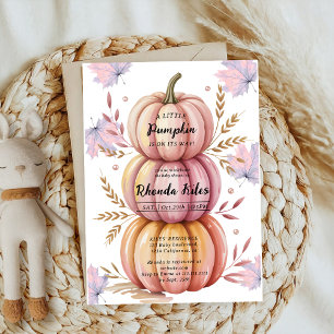 Invitation Petit Cutie Bow Citrouille rose fille Baby shower