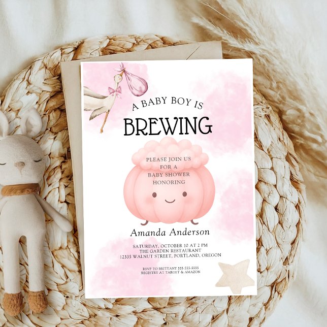 Invitation Petit Cutie Bow Citrouille rose fille Baby shower (Créateur téléchargé)