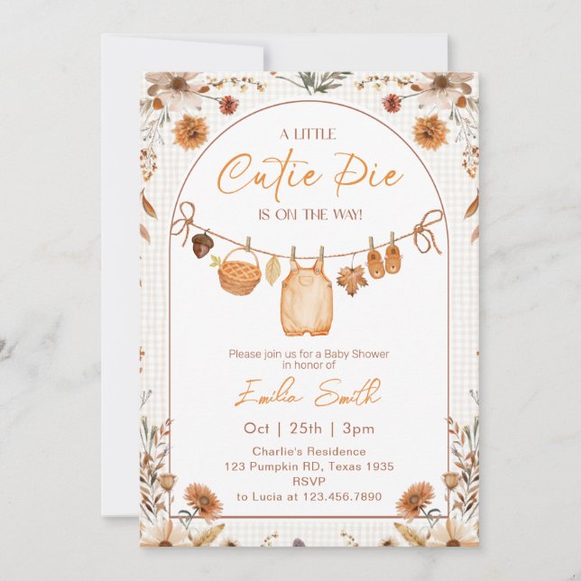 Invitation Petit Cutie Pie Boho Automne Baby shower (Devant)