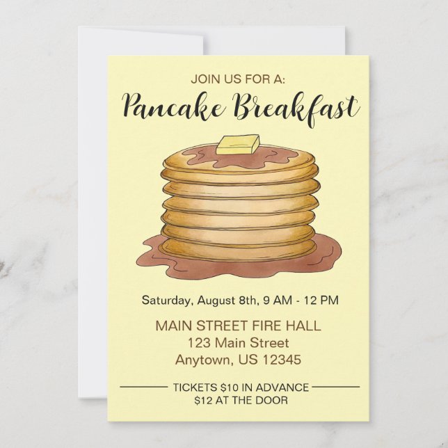 Invitation Petit-déjeuner annuel Charité Événement Flapjacks (Devant)