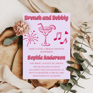 Invitation Petit-déjeuner au cocktail rose et shower de maria