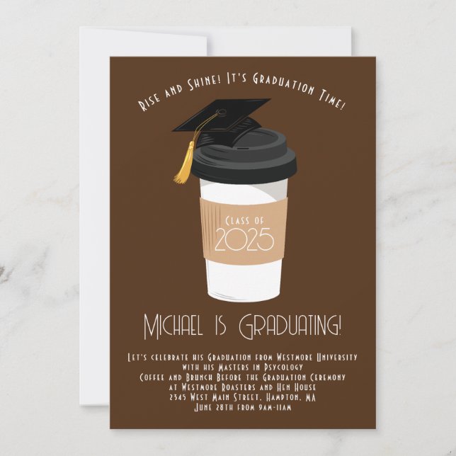 Invitation Petit-déjeuner café Brunch Graduation Party (Devant)