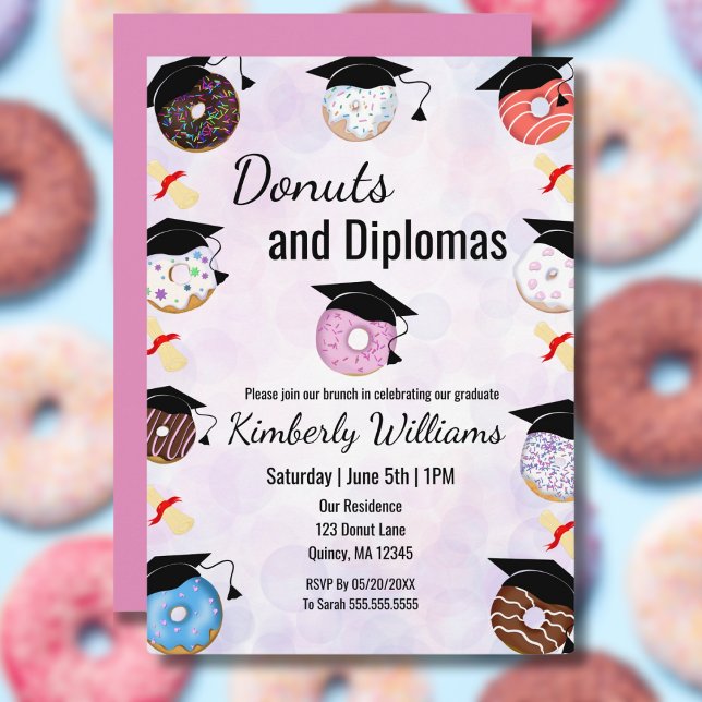 Invitation Petit déjeuner de fin d'études Donuts et Diplômes (Créateur téléchargé)