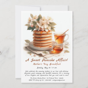 Invitation Petit déjeuner de la fête des mères, crêpes, fleur