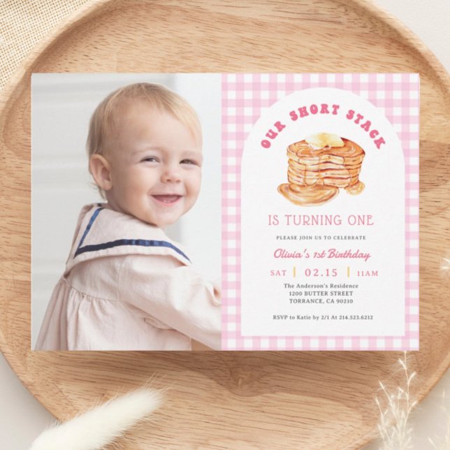 Invitation Petit-déjeuner de la fille Pancake Photo fête d'an (Créateur téléchargé)