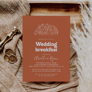 Invitation Petit Déjeuner de Mariage Minimaliste aux Fleurs S