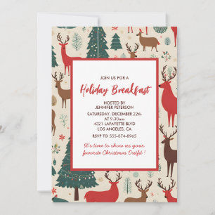 Invitation petit-déjeuner de Noël Cerf fantaisiste