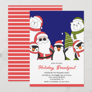 Invitation petit déjeuner de Noël Ours Santa Cool