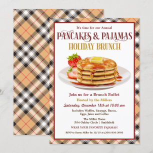 Invitation Petit déjeuner de vacances Crêpes et Pyjamas