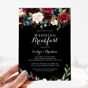 Invitation Petit déjeuner Mariage rustique noir