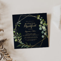Petit-déjeuner Mariage vert bleu or géométrique