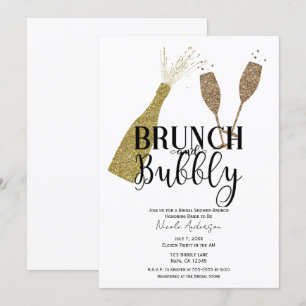 Invitation Petit déjeuner verres à champagne et mariage pluvi