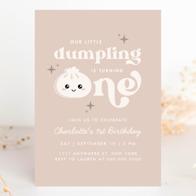 Invitation Petit Dumpling Bao Dim Sum Premier anniversaire (Créateur téléchargé)