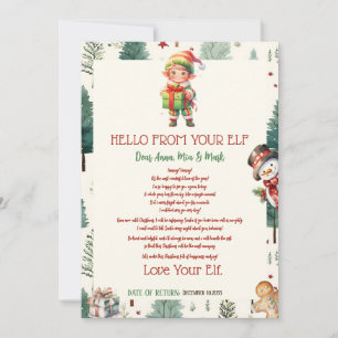 Invitation Petit Elfe Enfants Noël Elfe Vacances Bonjour Lett