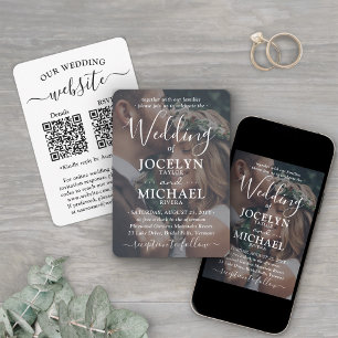 Invitation Petit et Chic Tout-En-Un Code QR RSVP Photo Mariag