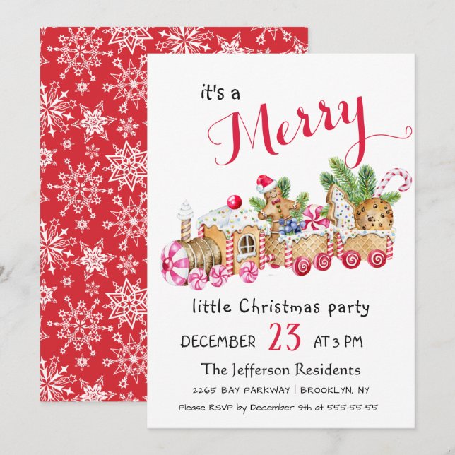 Invitation Petit Express de pain d'épices Petit fête de Noël (Devant / Derrière)