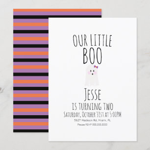 Invitation Petit fantôme Boo Halloween pour un premier annive