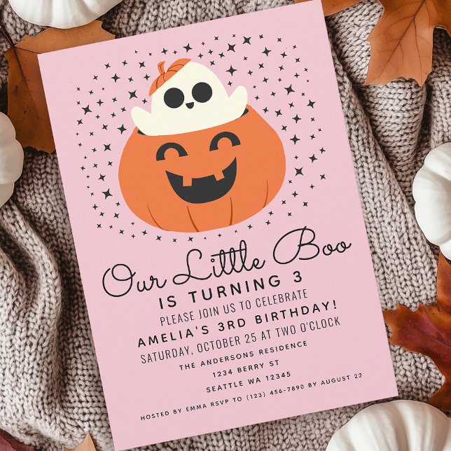 Invitation Petit Fantôme de Boo Halloween Filles Anniversaire (Créateur téléchargé)