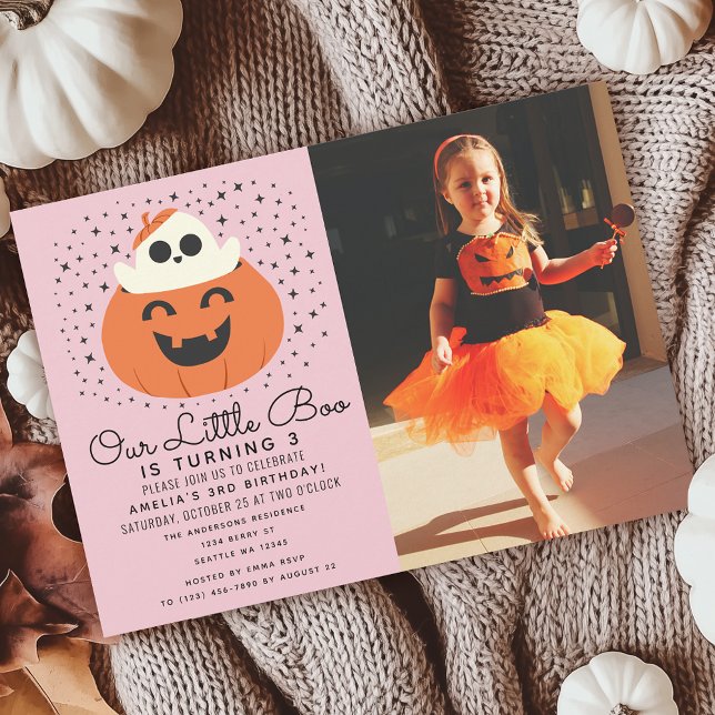 Invitation Petit fantôme de Boo Halloween Photo d'anniversair (Créateur téléchargé)