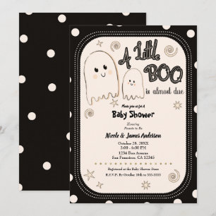 Invitation Petit fantôme fantaisiste BOO Fête prénatale d'Hal