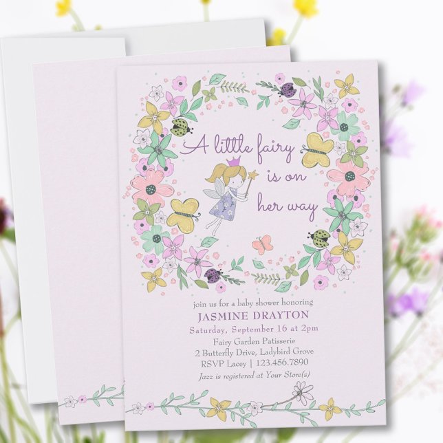 Invitation Petit Fée Whimsy Flower Garden Baby shower fille (Créateur téléchargé)