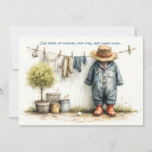 Invitation Petit Fermier – Fête d'anniversaire de 1 an à la g