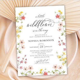 Invitation Petit Fleur sauvage Boho Chic Script Baby shower