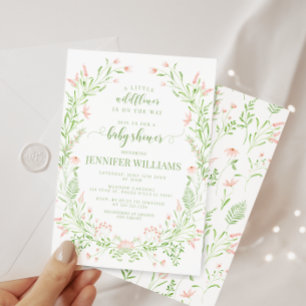 Invitation Petit fleur sauvage boho rose vif douche bébé fill