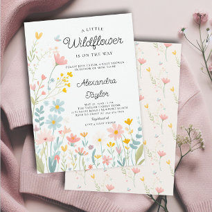 Invitation Petit Fleur sauvage Minuscule Whimsical Baby Girl 
