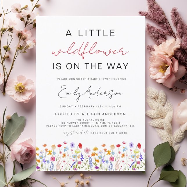 Invitation Petit Fleur sauvage sur le chemin Baby shower (Créateur téléchargé)